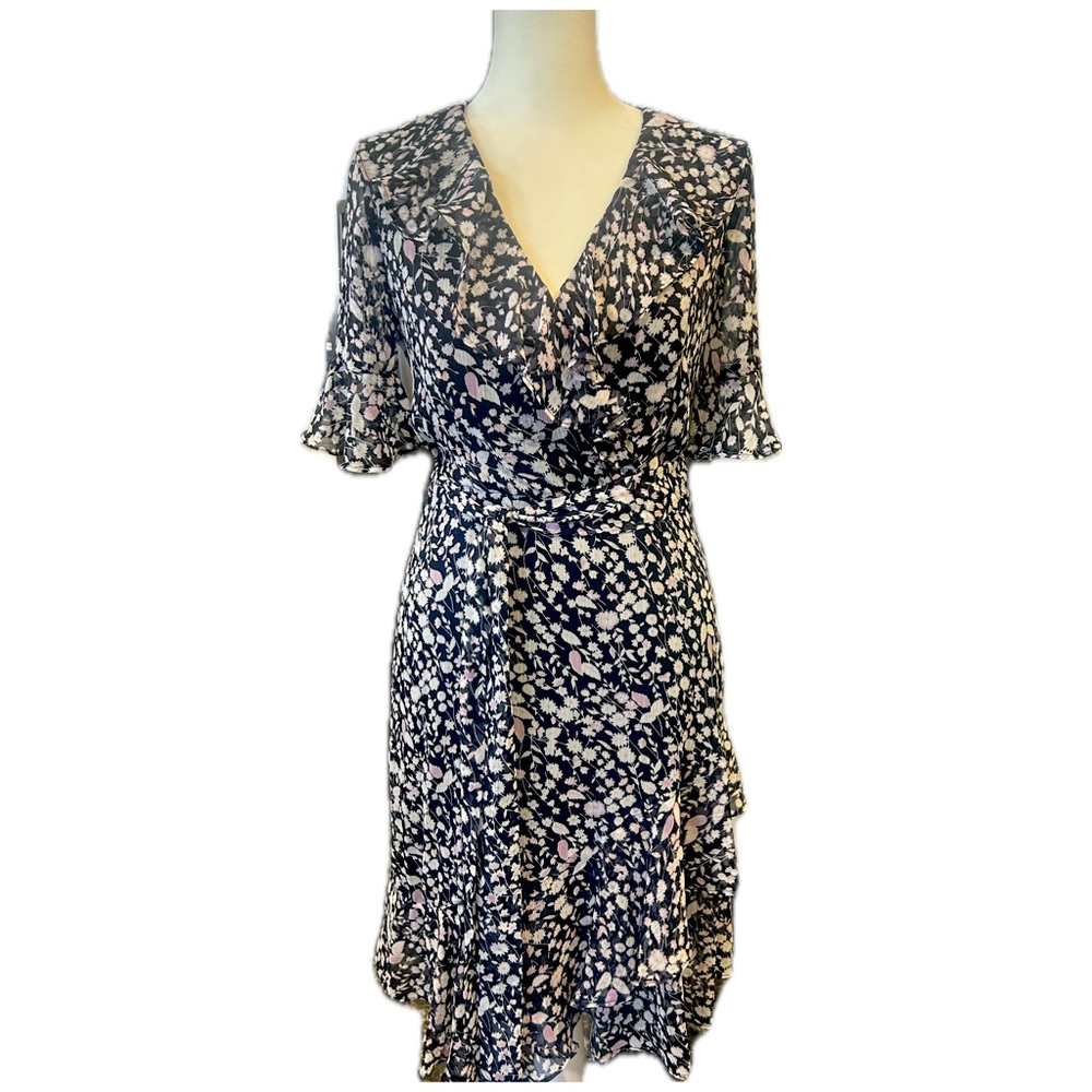 DKNY Floral Ruffle Midi Dress